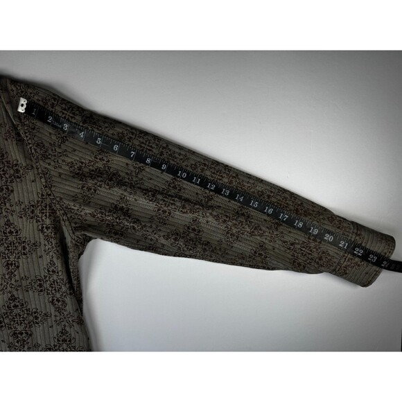 Vintage 90s Transcript Mens Shirt Brown Baroque Damask Long Sleeve Button Up - Picture 13 of 15